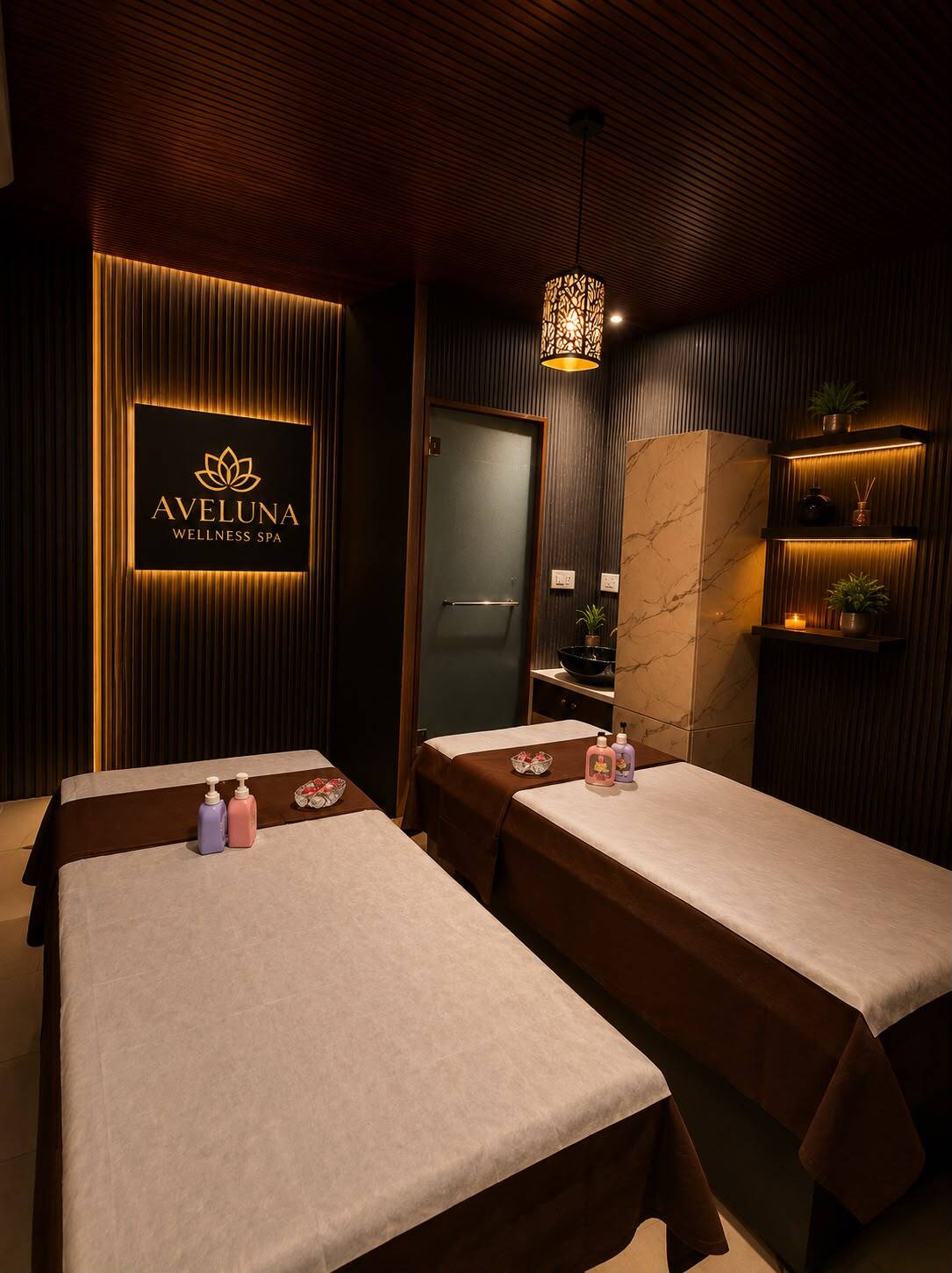 Reception lounge at Aveluna Wellness Spa, Nallagandla, Hyderabad